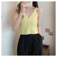 ราคา Dahong เสื้อสายเดี่ยวไหมพรม เสื้อแขนกุดสายเดี่ยว ผ้าร่อง ไหมพรม ผ้านิ่มใส่สบาย กระดุมหน้า มี5สี 70107 (17845199712)