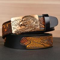 ราคา Davidso ใหม่ Cowhide เข็มขัดผู้ชายนกอินทรีปีกนูนบินนกอินทรีเข็มขัดหัวเข็มขัดอัตโนมัติส่วนบุคคลกางเกงยีนส์เข็มขัด (15535932660)