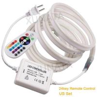 ราคา ไฟ220V 110V นำไฟแถบนีออน RGB เพลงได้กับรีโมต5050 2835ยืดหยุ่น120LED กันน้ำสายสตริงโคมไฟริบบิ้น (19860020669)