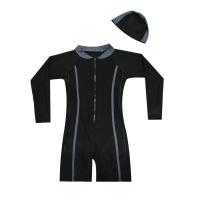 ราคา 5044 ชุดว่ายน้ำเด็กผู้ชาย ชุดชิ้นเดียวแขนยาวขาสั้น มีซับใน แถมหมวกว่ายน้ำ (19188784983)