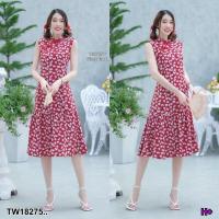 ราคา M18275 Dress เดรสกี่เพ้าคอจีนแขนกุดลายกุหลาบจิ๋ว ติดกระดุมจีนด้านหน้า ตัดต่อระบายที่ชายกระโปรง มีซิปซ่อนด้านหลัง มีซัปในทั้งชุด งานสวยน่ารักมากๆค้าา (21266713825)