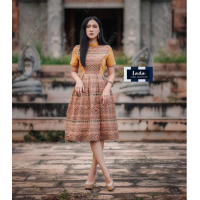 ราคา เดรสสั้นเหลืองมัลตาร์ด ผ้าฝ้ายพื้นเมืองล้านนา (19451902412)