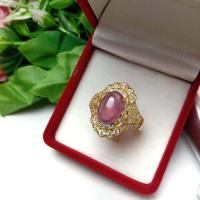 ราคา สินค้าแนะนำ แหวนทับทิม ล้อมเพชร แหวนเงินแท้เคลือบทอง ฝังพลอยทับทิม พลอยสีแดง สวยมาก New (9095086852)