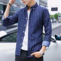 ราคา TAILOR เสื้อเชิ้ตลายทางสีน้ำเงินและสีขาวผู้ชายแขนยาวเวอร์ชั่นเกาหลีเทรนด์สลิมฟิตหล่อชายหนุ่มร้อยชายชุดลำลองเสื้อโค้ท (19898934463)