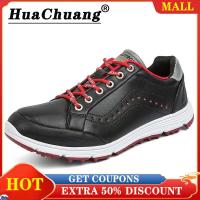 ราคา รองเท้ากอล์ฟ HUACHUANG สำหรับยางสำหรับผู้ชายแนวสปอร์ตแบบลำลองมีเชือกผูกรองเท้าผ้าใบกอล์ฟรองเท้าระบายอากาศผู้ชายไม่กันไถลและเสียหายรองเท้าผ้าใบออกกำลังกายไม่มีรองเท้ากอล์ฟหนามแหลม (18261968473)
