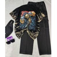 ราคา เสื้อยืดมัดย้อมทรงโอเวอร์ไซส์ ลายสกรีน ใส่คู่กับกางเกงทรงช่าง เท่ๆ (14952097457)