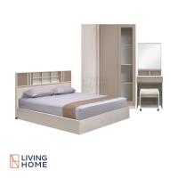 ราคา ผ่อน 0 Livinghome FurnitureMall ชุดห้องนอน 5 6 ฟุต รุ่น NARIS ทั้งชุด 4 ชิ้น สีครีมตัดแซนสโตน (16343739107)