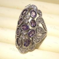 ราคา แหวนอเมทิสต์ ล้อมเพชร แหวนเงินแท้ ชุบทองคำขาว พลอยอเมทิสต์แท้ YTG 11426 (10768199881)
