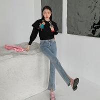 ราคา เสื้อเชิ้ต QearLady ของผู้หญิงเสื้อปักลายกระต่ายน่ารัก504T282 Kemeja Hitam ฤดูใบไม้ร่วงใหม่ดีไซน์แขนยาววินเทจ (19645933381)