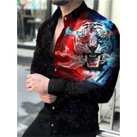 ราคา Men 39s Social Shirt Turn down Collar Buttoned Shirt Long Sleeve Tops Men 39s Clothing Streetwear Cardigan Print Fun Animal Casual (17794257859)