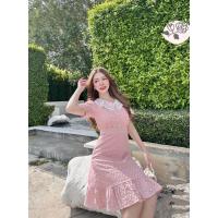ราคา ชุดเดรสผู้หญิง เดรส ชุดเดรส dress เดรสผู้หญิง ชุดเดรสสวยๆหรู Bellabigsize พร้อมส่ง MFเดรสชมพูปักกระดุมมุกแต่งคอโคร์เชต์ เดรสสาวอวบใส่สวยๆได้ทุกโอกาสจ้า (20139488123)