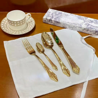 ราคา D New Delicate 4PCS Set Tableware 304 Stainless Steel Spoon Fork Never Fade Cutlery New Design (10371858995)