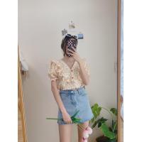 ราคา เสื้อแขนตุ๊กตาคอระบาย แต่งลายดอกไม้จิ๋วๆน่ารัก เสื้อเชิ้ต เสื้อคอวี เสื้อใส่ทำงาน (19516057374)