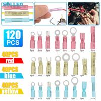 ราคา 120Pcs Crimp Wire Terminals Connector Assortment 22 10 Gauge Insulated Ring Fork Spade Butt Splices Crimp Connectors (20864165463)