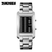 ราคา SKMEI นาฬิกาสายเหล็กผู้ชายเท่ๆนาฬิกากีฬาผู้ชาย LED อเนกประสงค์กันน้ำ (17119819200)