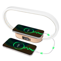 ราคา โคมไฟข้างเตียงมีที่ชาร์จแบบไร้สายพอร์ต USB โคมไฟด้วยโคมไฟห้องนอนนาฬิกาโคมไปตั้งโต๊ะสำหรับ Nightstand โคมไฟสัมผัสสำหรับห้องนอนหรี่แสงได้และ3โหมดสีที่อุปกรณ์ตกแต่งทำจากไม้สำหรับสำนักงานบ้าน (19338016278