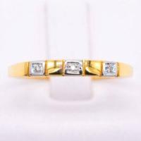 ราคา Happy Jewelry เพชรเรียง 3 เม็ด ตัดสลับกัน ทองแท้ 9k 37 5 เพชรเกสร ME612 (16877584246)