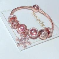ราคา มาใหม่ล่าสุดพร้อมPandora bracelet Bracelet Braceletสร้อยข้อมือคริสตัลสีทองชมพูเจาะแท้Snowflake (20228553985)
