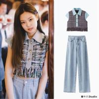 ราคา รุ่นเดียวกันกับเจนนี่ถักสไตล์ชาแนลผ้ายีนส์เข้าคู่ง่ายผ้าทวีดเย็บแบบสั้นพู่สำหรับคนตัวเล็กเสื้อยืดเสื้อยืด (20099547912)