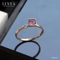 ราคา Lenya Jewelry แหวนอเมทีสต์ Amethyst ประดับโทแพซสีฟ้า Blue Topaz เม็ดเล็ก ตัวเรือนเงินแท้ 925 ชุบพิ้งโกล์ด (1369956055)