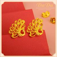 ราคา แท้ 18k ต่างหูทองผู้หญิง openwork scallow พัดลมเครื่องประดับหมั้นของขวัญเจ้าสาว (19955893994)