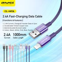 ราคา Awei CL 145 สายดาต้าชาร์จเร็ว2 4A 5A ตัวหนาทนทานช่วยลดความเมื่อยล้าของแบตเตอรี่สำหรับ iPhone Huawei OPPO Xiaomi โทรศัพท์มือถือทุกรุ่น (19367639321)