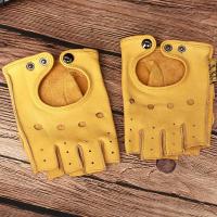 ราคา Gours ฤดูหนาวจริงหนัง Fingerless ถุงมือสำหรับผู้ชายสีดำครึ่งนิ้วยิมออกกำลังกายการออกกำลังกายขับรถถุงมือหนังวัว GSM046 (20458795700)