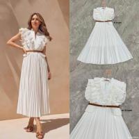 ราคา แม๊กซี้เดรสแขนกุดแต่งระบายช่วงแขนทั้งสองข้างเป็น layer (19794755715)