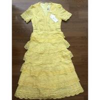 ราคา พร้อมส่ง เดรสลูกไม้ระบายชั้นๆแขนสั้นกระโปรงยาว (19186142466)