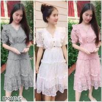 ราคา 8588 เดรสยาว ผ้าลูกไม้ แขนตุ๊กตา ทรงน่ารัก ชุดใส่ไปทำบุญ งานบวช เสื้อผ้าแฟชั่น ชุดคุณหนู (16980421493)