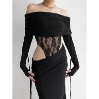 ราคา Beautifetime ชุดบอดี้สูทแขนยาวผู้หญิงชุดรอมเปอร์รัดรูปผูกเชือกผูกเปิดไหล่เว้าหลังรัดรูปสำหรับฤดูใบไม้ร่วง (20402040263)