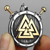 ราคา สร้อยโซ่จี้สเตนเลส Rune สามเหลี่ยมรูปโล่แหวนไวกิ้งสำหรับผู้ชายผู้ชาย (18627251798)