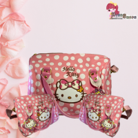 ราคา กระเป๋าสะพายข้างสีชมพูใบใหญ่ Hello Kitty ลายคิตตี้ ดีไซน์สวย เนื้อผ้าดี กระเป๋าของคุณหนูๆ (9344351529)