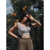 ราคา Minni crop ครอปเกาะอกต่อแขนระบาย ผูกมินิโบว์กลางอก เผ็ชๆยั่วๆ สวยสับ (19467717453)