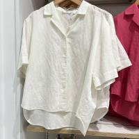 ราคา Uniqlo Youjia Womens 2023 Summer Linen Blended Open Collar Shirt Solid Color Short Sleeve Cotton and Linen Thin Jacket 455752 (20686354315)