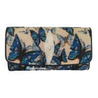 ราคา กระเป๋าสตางค์หนังปลากระเบนหญิง สไตล์3พับเลดี้ยาว กระเป๋าเงินหนังปลากระเบนแท้ ลายผีเสื้อ เลือกสีได้ ดูสวยหรู หนังแท้ 100 (7184940144)