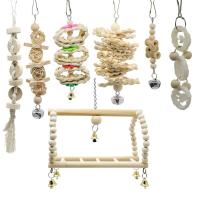 ราคา 7 Packs Bird Parrot Swing Chewing Toys Natural Wood Hanging Bell Bird Cage Toys Suitable For Small Parakeets Cockatiels Conures Finches Budgie Macaws Parrots Love Birds (11538652738)