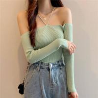 ราคา QXshop sale เสื้อแฟชั่นปาดไหล่คล้องคอ เสื้อไหมพรมดีไซน์เก๋ มาพร้อมดีเทลแบบปาดไหล่ และมีสายคล้องคอเพิ่มความเซ็กซี่ดูมีอะไร ใส่แล้วดูผอมเพรียวสุดๆ พร้อมส่ง 4 สี ของมันต้องมี (18651047905)