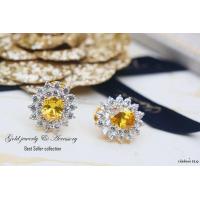 ราคา ManeeNopparut มณีณพรัช ต่างหูบุษราคัม ล้อมเพชรCZ รุ่น EG118 (6179374815)