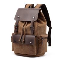 ราคา Fashion Canvas Backpack Bag Men Large Capacity Suit 17 Inch Laptop Drawstring Leather Cover Travel Rucksack Student Bookbag 2021 (13586284429)