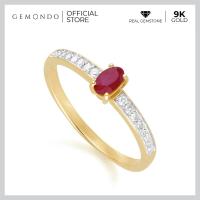 ราคา Gemondo แหวนทองคำ 9K ประดับทับทิม Ruby ทรงรี บ่าข้างเพชร ดีไซน์คลาสสิก แหวนพลอย แหวนทับทิม แหวนพลอยแดง (19427782380)