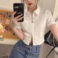 ราคา เสื้อครอป คอปกโปโล แขนสั้น มีซิป สไตล์เกาหลี สําหรับผู้หญิง (20714498813)