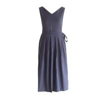 ราคา Women Cotton Linen Cross Back Apron Korea Housework Baking Wrap with Pocket Florist Dress Solid Color Garden Kichen Apron Aprons (19902609866)