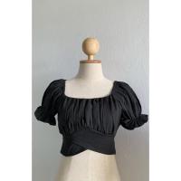 ราคา เสื้อครอปแขนตุ๊กตา ผูกโบว์หลัง เสื้อปาดไหล่ผูกโบว์ข้างหลัง รุ่น crop top (19891726786)