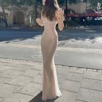 ราคา สวยงามชุดเดรสยาวสำหรับผู้หญิงชุดเดรสสายเดี่ยวสีทึบชุดเดรสสายเดี่ยวโชว์หลังชุดเดรสปาร์ตี้หรูหราสง่างาม (21008420872)