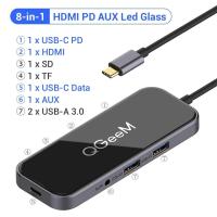 ราคา Qgeem ฮับ USB 8พอร์ตสำหรับ MacBook Pro Air USB อะแดปเตอร์3 0 TF SD 3 5มม PD AUX HDMI Type C HUB สำหรับ iPad Pro PC Splitter Dock (21170363269)