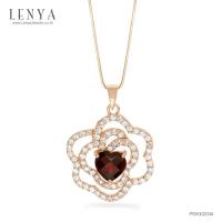 ราคา Lenya Jewelry จี้โกเมน Garnet เงินแท้ 925 รูปดอกกุหลาบอังกฤษ ล้อมรอบด้วยเพชร CZ และประทับกึ่งกลางด้่วยโกเมนสีแดงรูปหัวใจเลอค่า (17590841357)