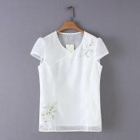 ราคา มีไซส์ใหญ่ Plus Size XL 4XL Womens White Blouses Ladies Floral Embroidery Officewear Summer Tops (15976519093)