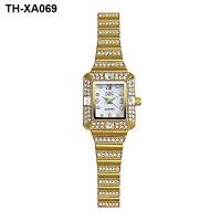 ราคา new babys breath star watch womens steel belt square full diamond dial bracelet and thin strap gold (19697500324)