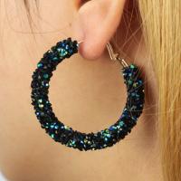 ราคา hang qiao shop Women Jewelry Fashion Crystal Charm Hoop Earrings Geometric Round Shiny Rhinestone Large Earring punk earring (19804577304)